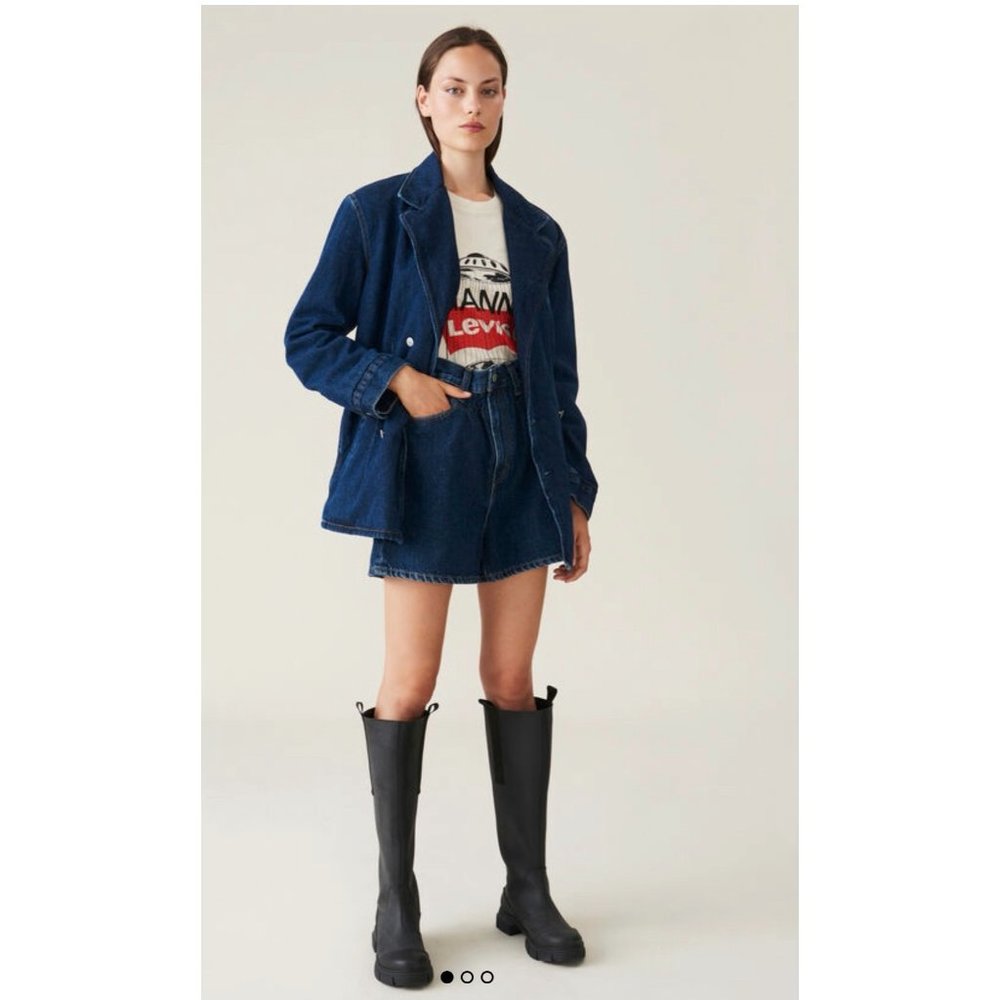 GANNIxLEVI'S Dark Denim Blazer Jacket